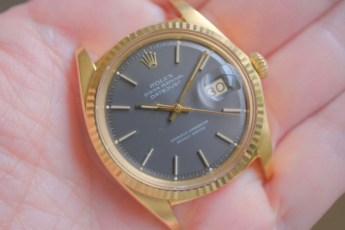 ROLEX Datejust Ref.1601/8 Matte Black Dial 18K c.1971