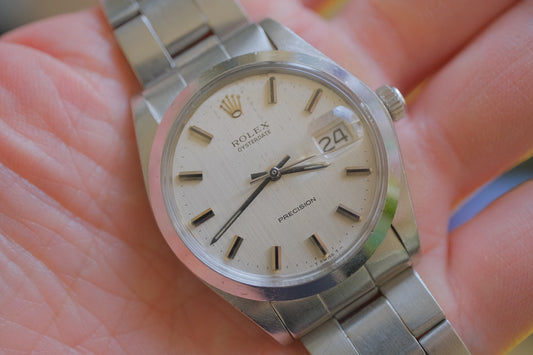 ROLEX Oysterdate ref.6694 manual cal.1225 c.1972 Silver Satin with Bracelet Ref.7835 (Full Links)