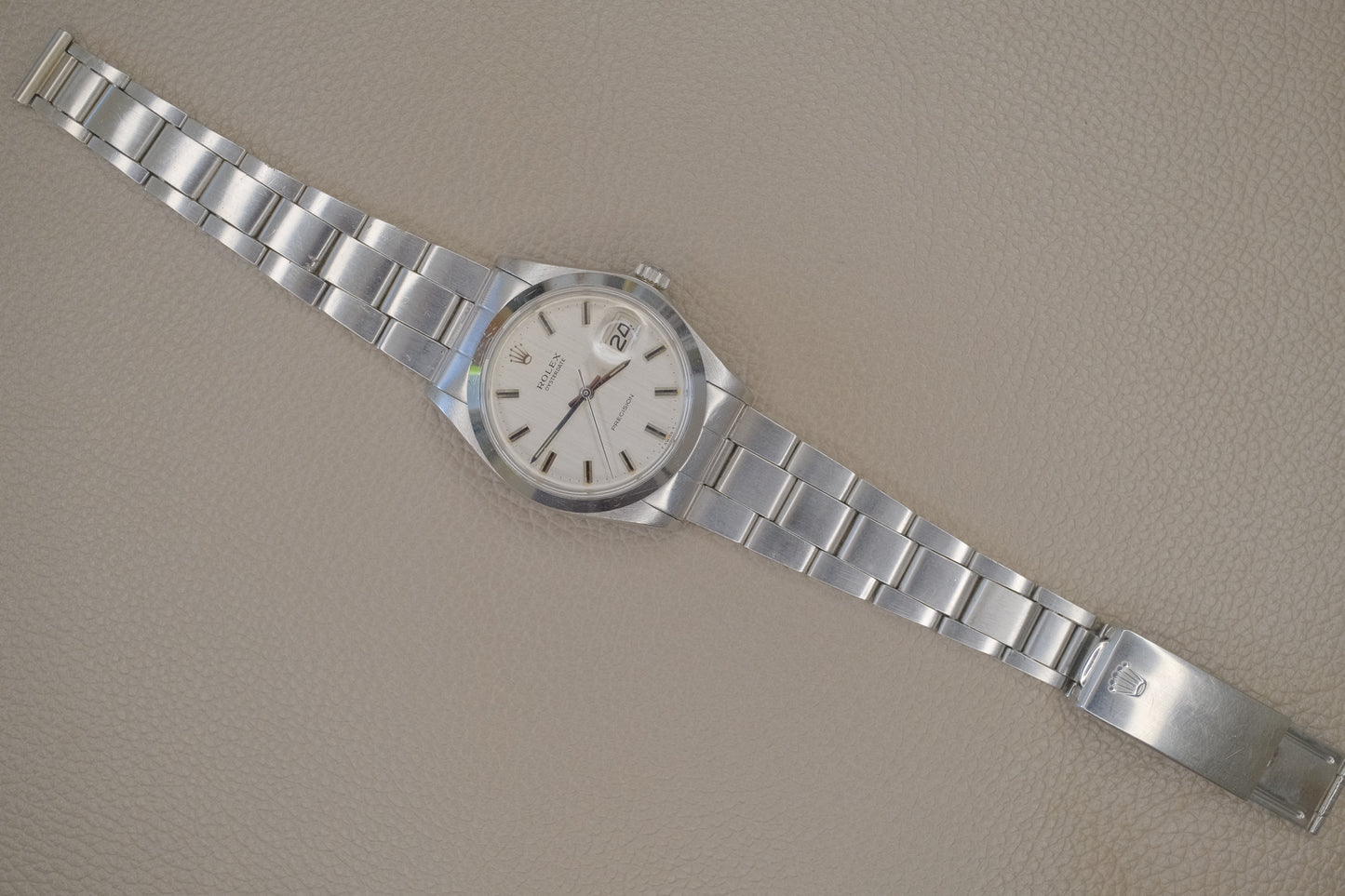 ROLEX Oysterdate ref.6694 manual cal.1225 c.1972 Silver Satin with Bracelet Ref.7835 (Full Links)