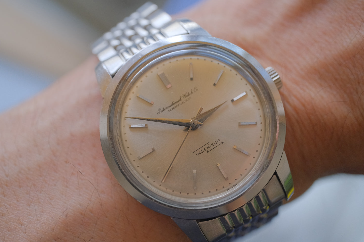 IWC Ingenieur ref.666 automatic cal.853 c.1963–64 Silver Sunburst with Rice Bracelet