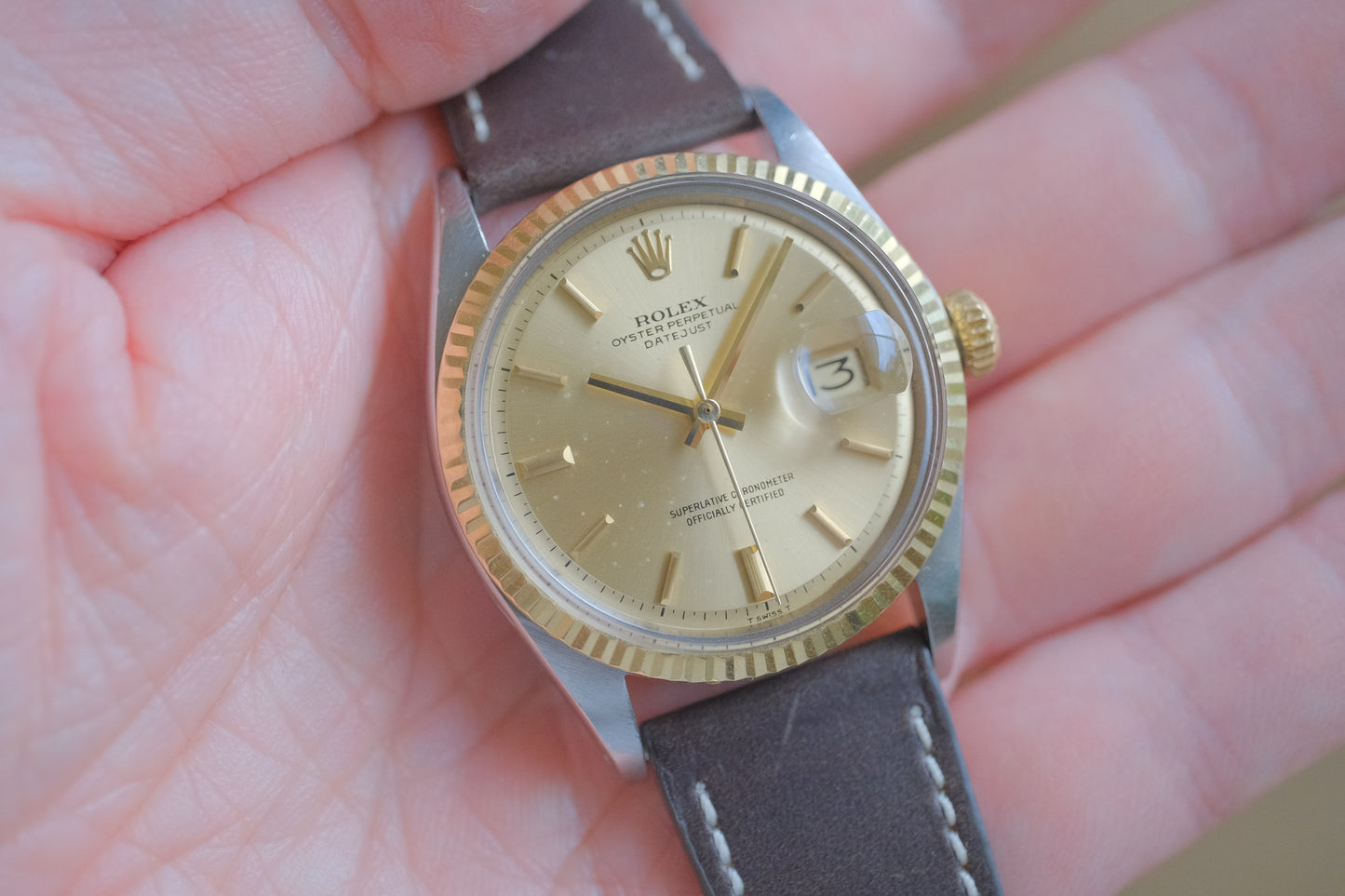 ROLEX Datejust Ref.1601 Champagne Sunburst Dial c.1971 Cal.1570